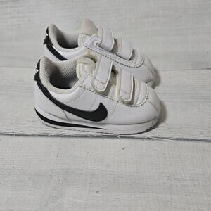 Nike Cortez Basic Toddler Shoes White Black Classic Style 4C